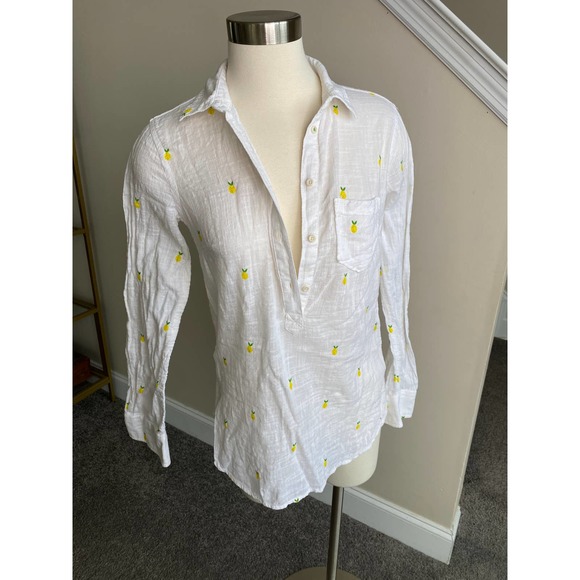 Merona white shirt with pineapples, size XS - Picture 1 of 10